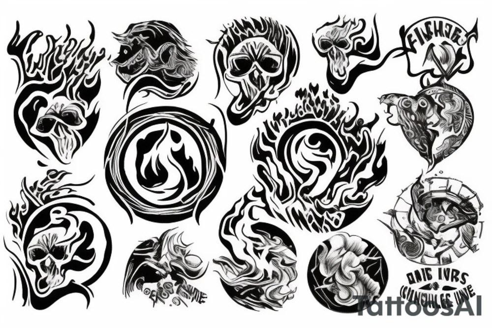 a blazing fire inside of a circle tattoo idea