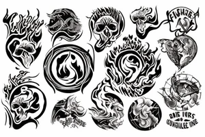 a blazing fire inside of a circle tattoo idea