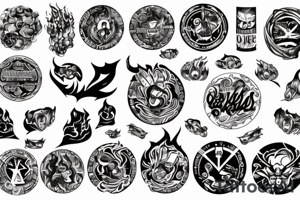 a blazing fire inside of a circle tattoo idea