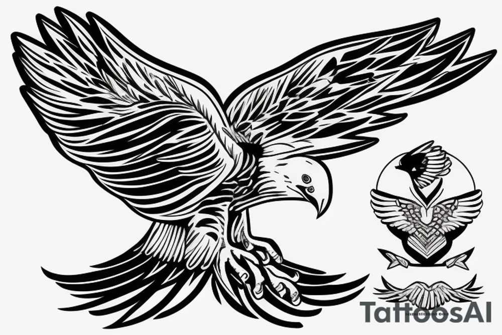 an eagle with its wings spread looking straight at you tattoo idea