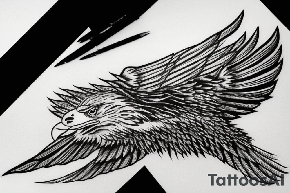 an eagle with its wings spread looking straight at you tattoo idea