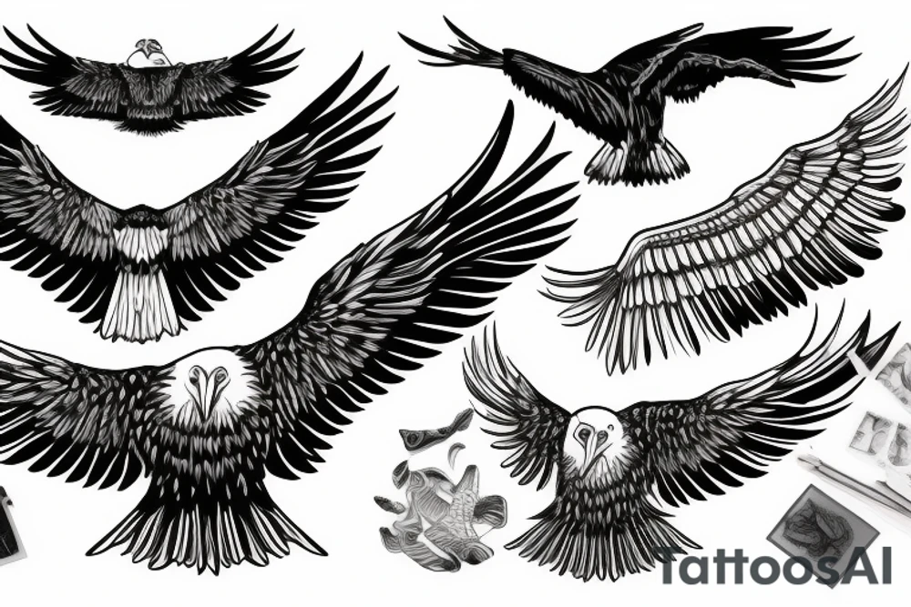 an eagle with its wings spread looking straight at you tattoo idea