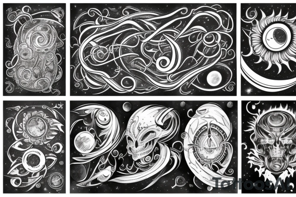 Luna sol galaxia tattoo idea