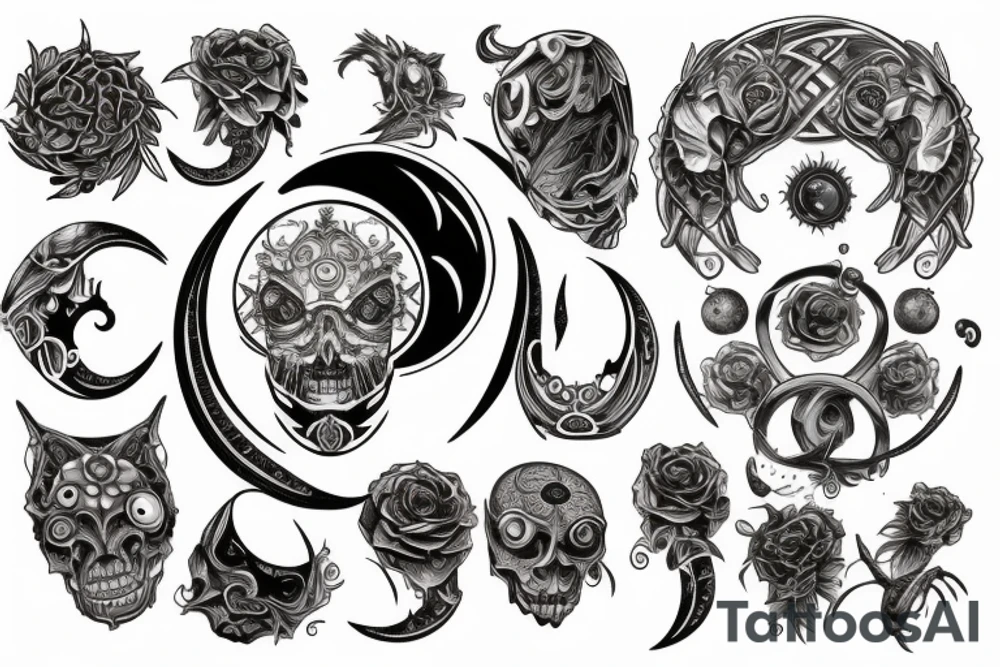 Luna y sol con nombres tattoo idea