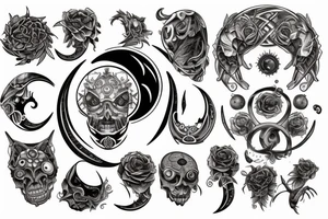 Luna y sol con nombres tattoo idea