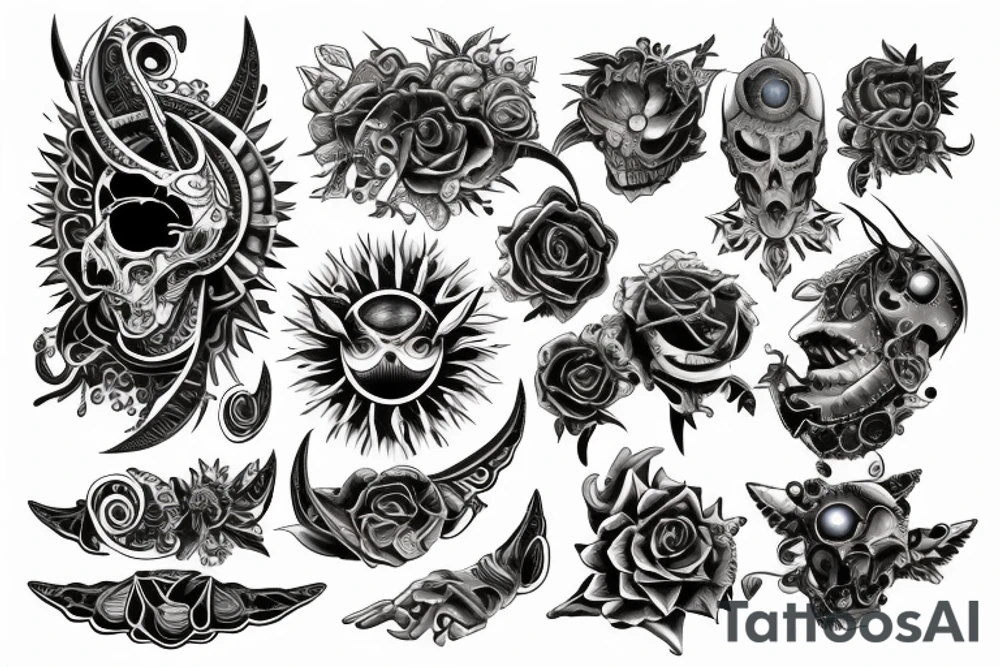 Luna y sol con nombres tattoo idea