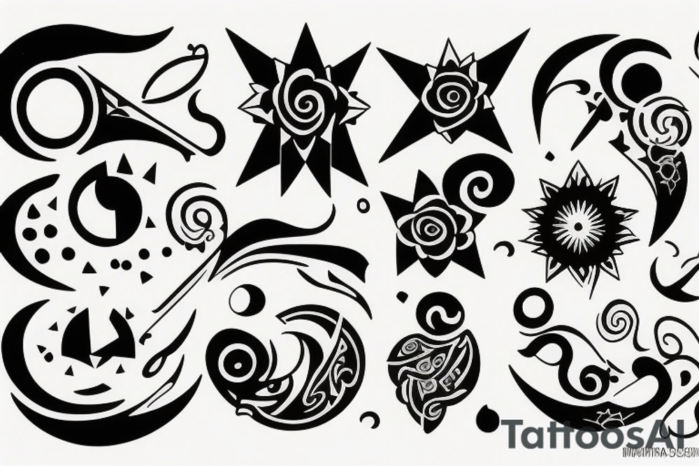 Luna y sol con nombres tattoo idea
