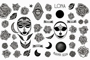 Luna y sol con nombres tattoo idea