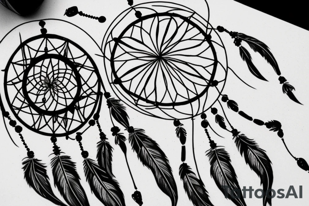 thin dream catcher for rib cage tattoo idea