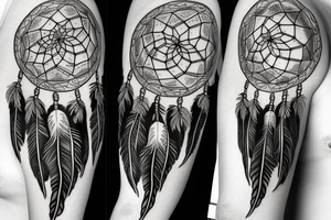 feathery dream catcher tattoo idea