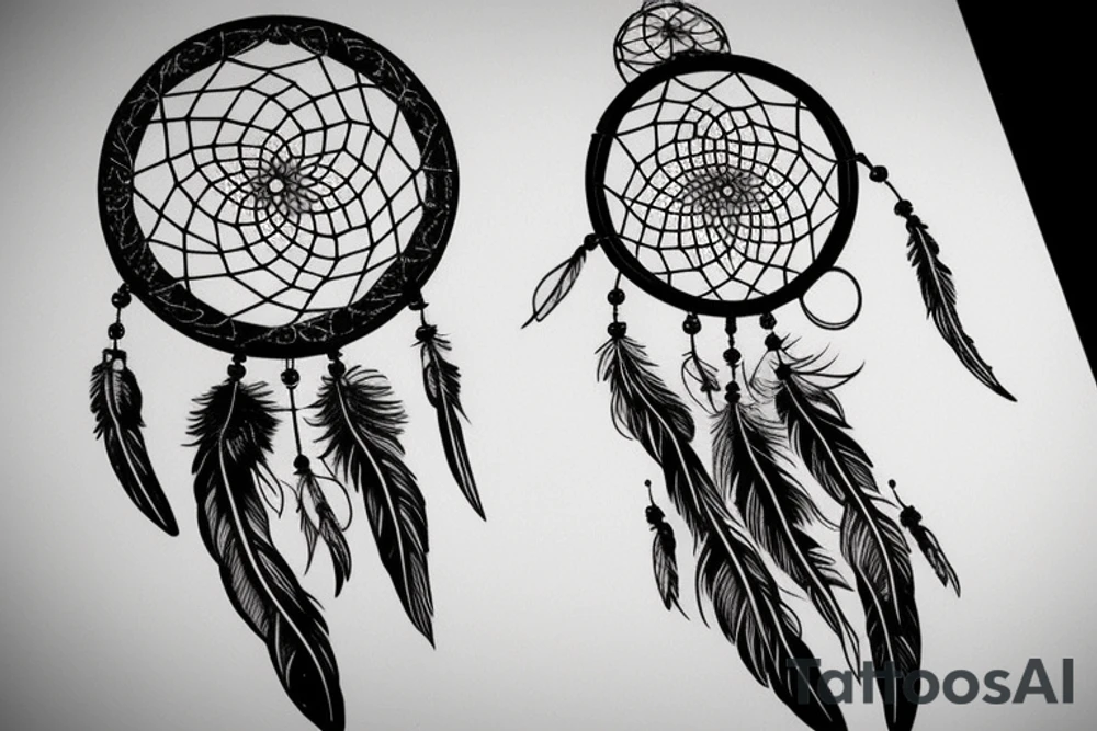 feathery dream catcher tattoo idea