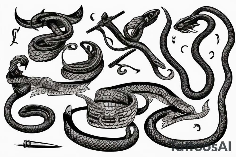 snake wrapped around a sword tattoo idea