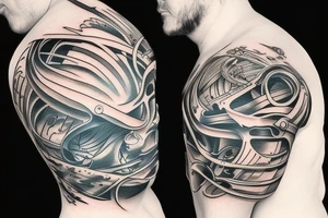 boat in rough ocean tattoo idea