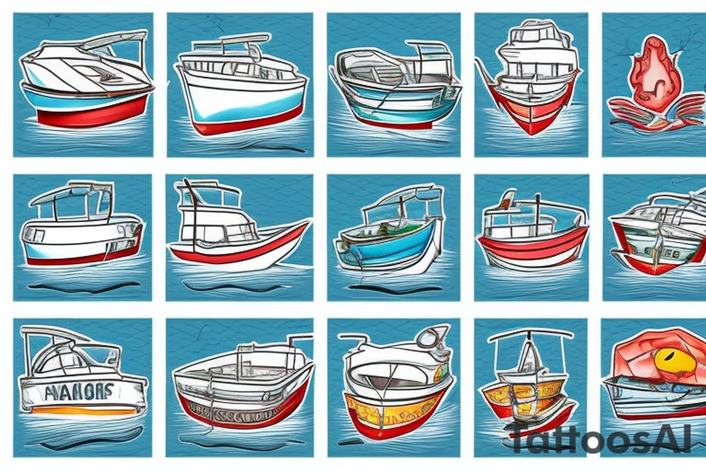 fishing boat in ocean tattoo idea