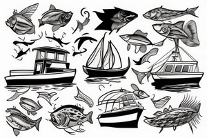 fishing boat in the ocean tattoo idea
