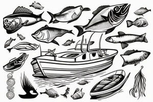 fishing boat in the ocean tattoo idea
