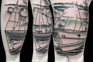 fishing boat in the ocean calve tattoo idea