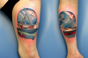 fishing boat in the ocean calve tattoo idea