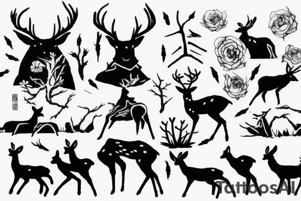 Shikamaru Nara, surrounded by deer, uses a shadow capture technique. tattoo idea