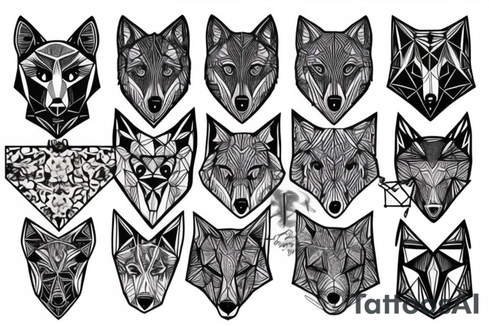 geometric Wolf tattoo idea