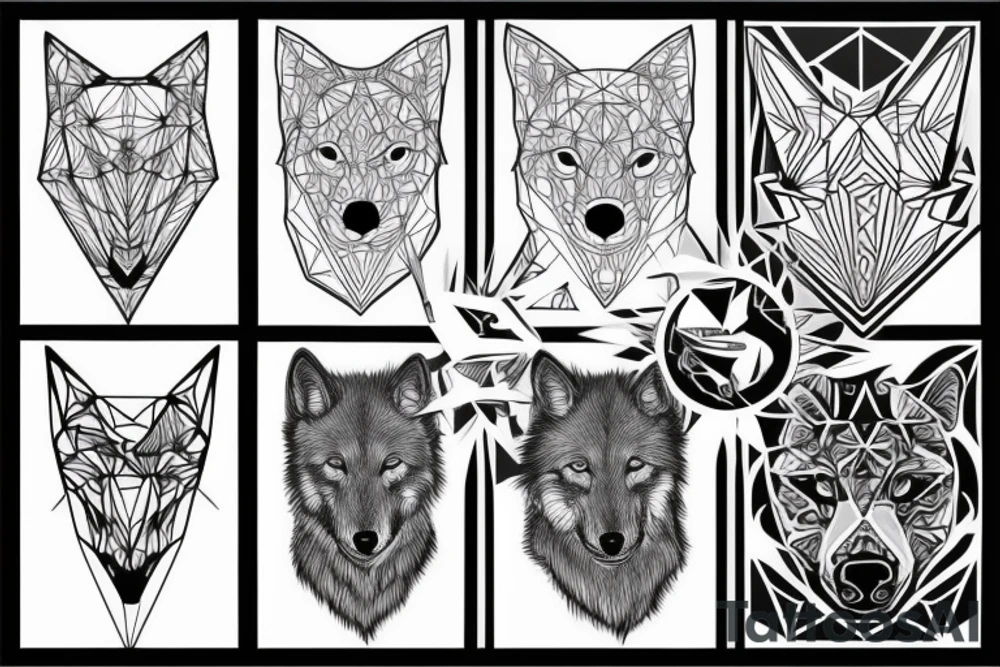 geometric Wolf tattoo idea