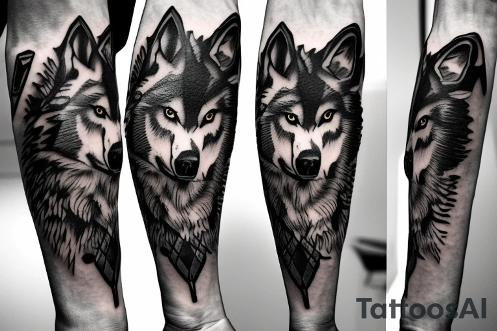 A Wolf split in halfe tattoo idea