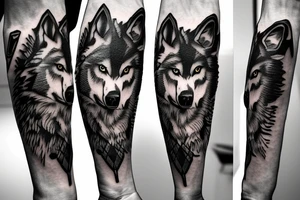 A Wolf split in halfe tattoo idea