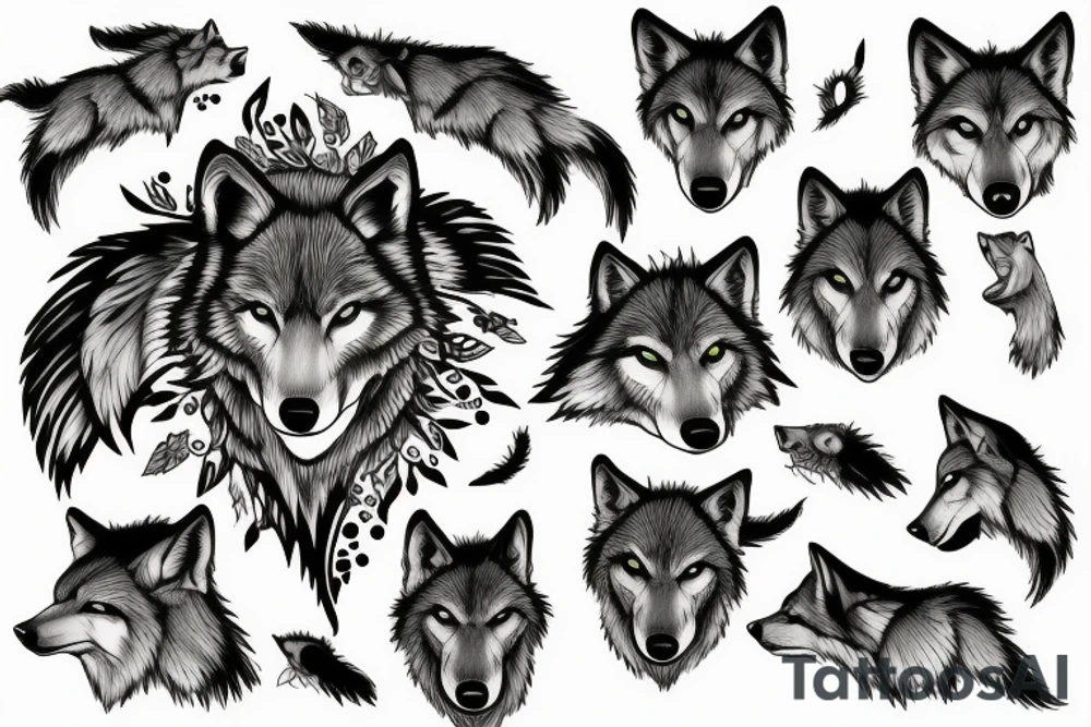 A Wolf split in halfe tattoo idea