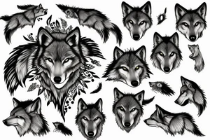 A Wolf split in halfe tattoo idea