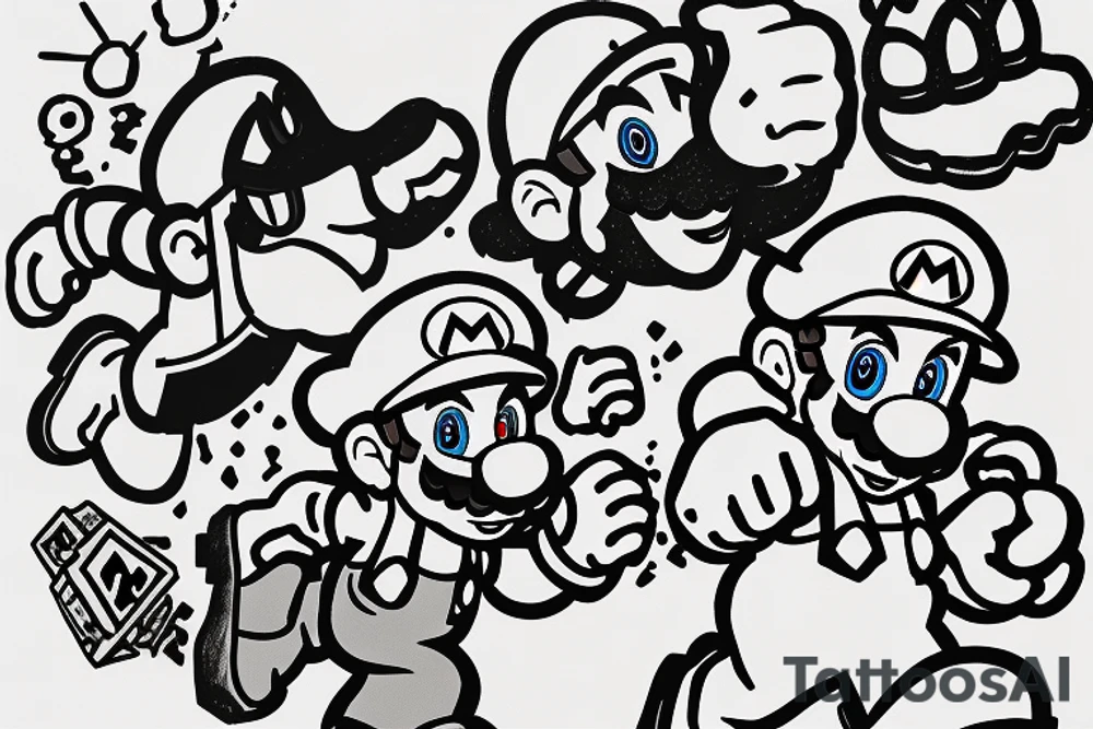 super mario in a cave tattoo idea