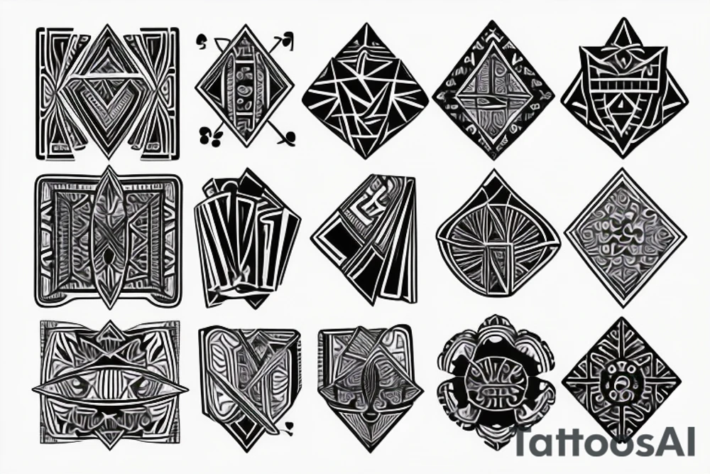 poker with geometric style tattoo idea