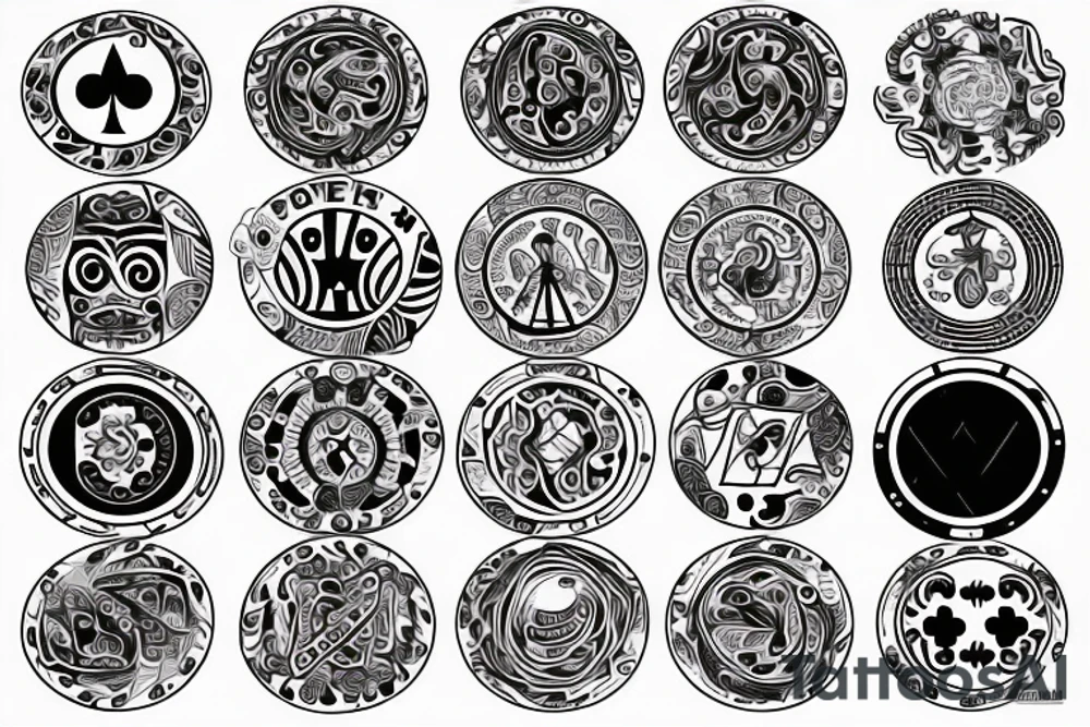 poker with circle tattoo idea