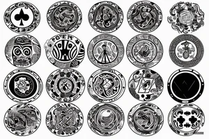 poker with circle tattoo idea