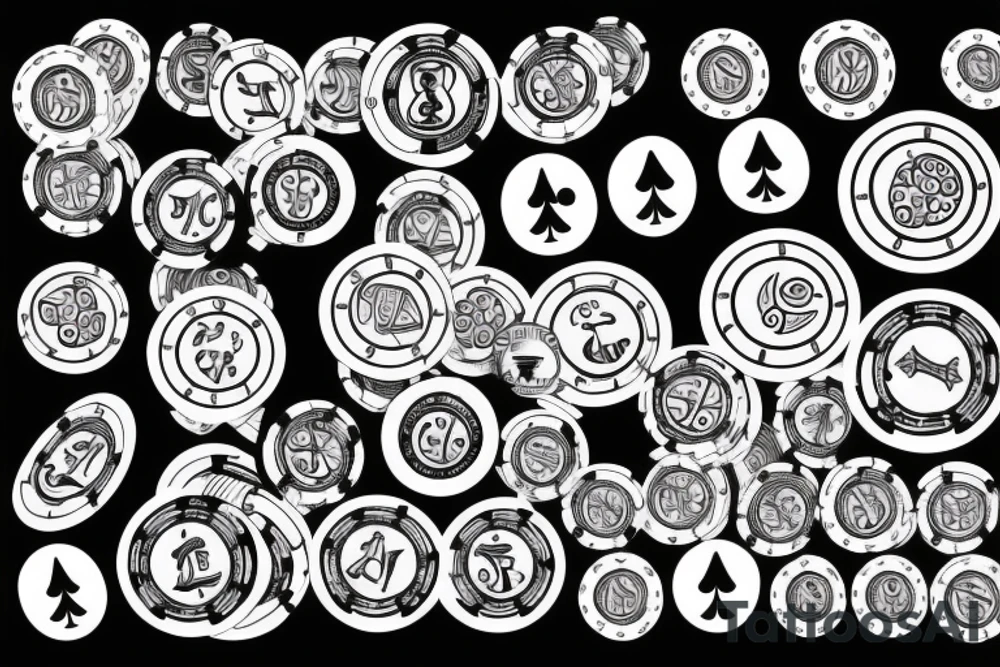 poker with circle tattoo idea