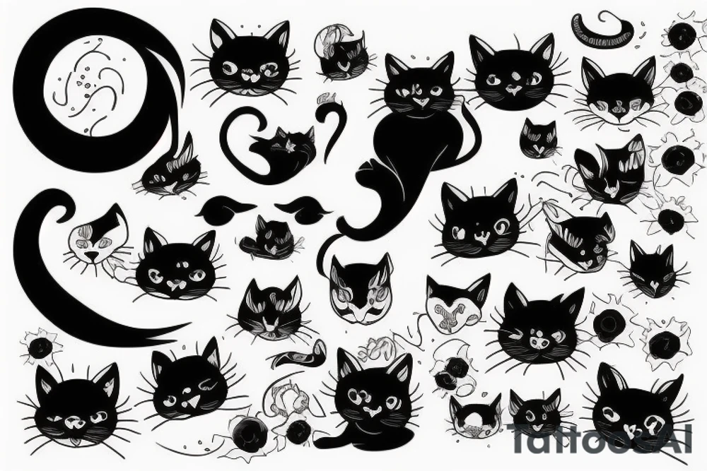 Black cat tattoo idea