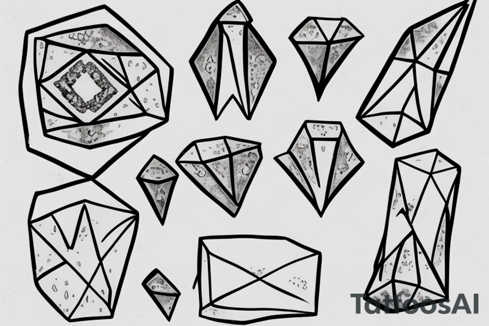 Minimal tattoo of a stone transitioning into a Diamond tattoo idea