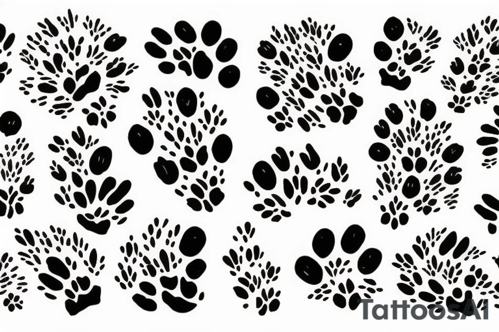 floral bouquet with paw prints tattoo idea