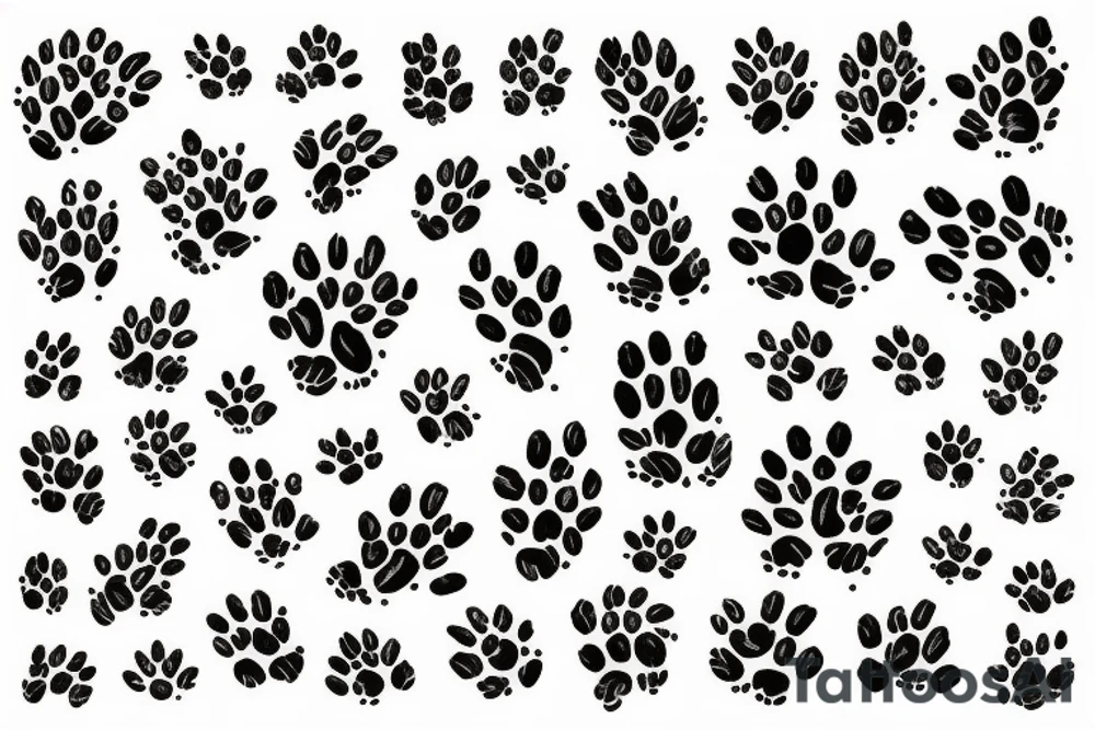 floral bouquet with paw prints tattoo idea