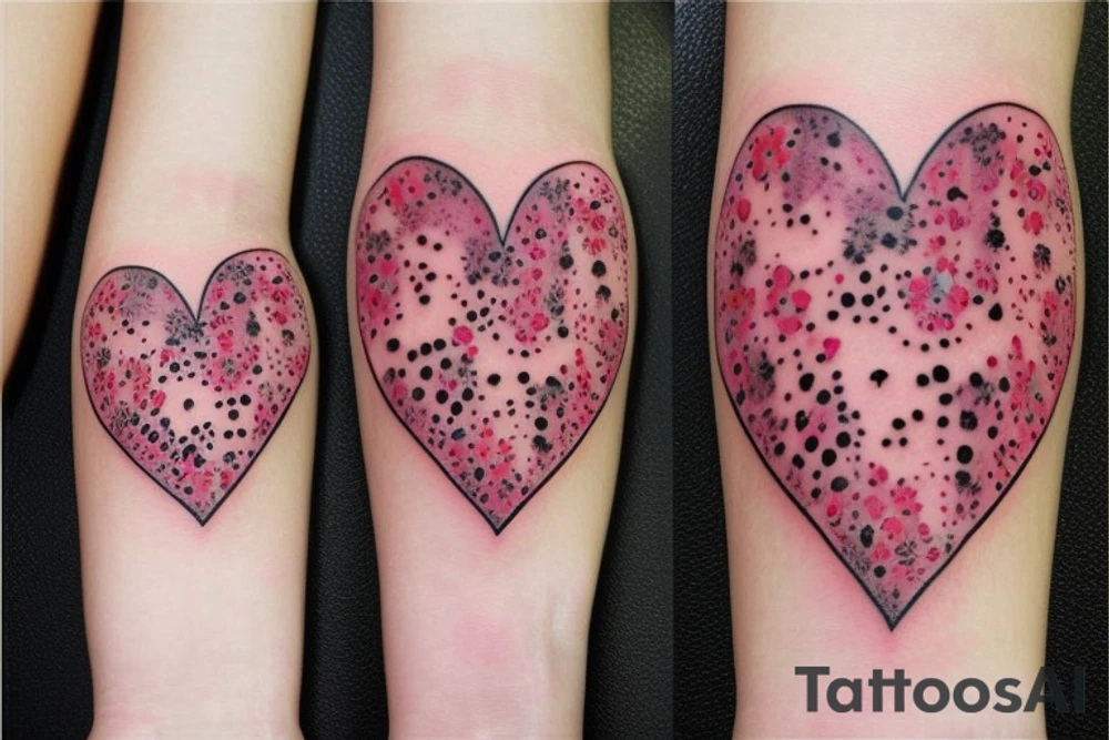floral heart with paw prints tattoo idea