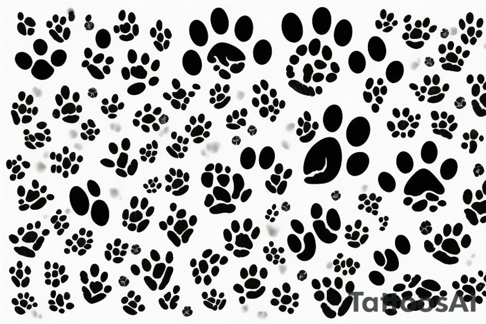 floral heart with paw prints tattoo idea