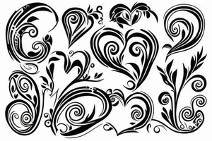 floral heart scroll tattoo idea