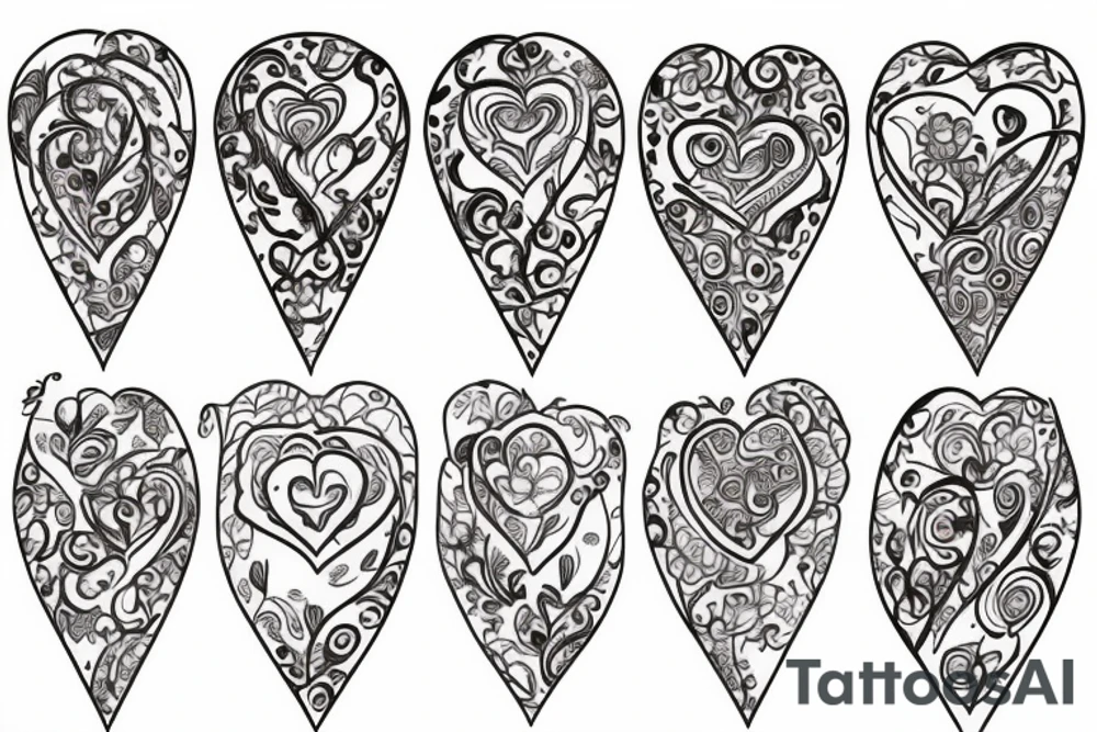 floral heart scroll tattoo idea