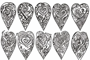 floral heart scroll tattoo idea