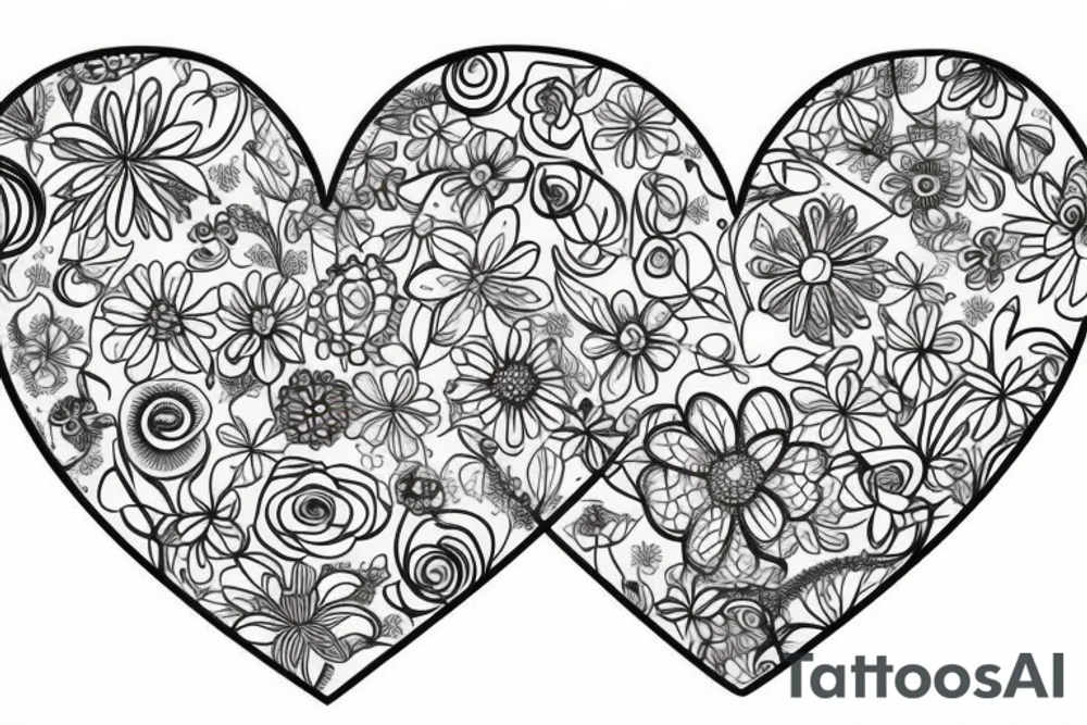 flower heart tattoo idea