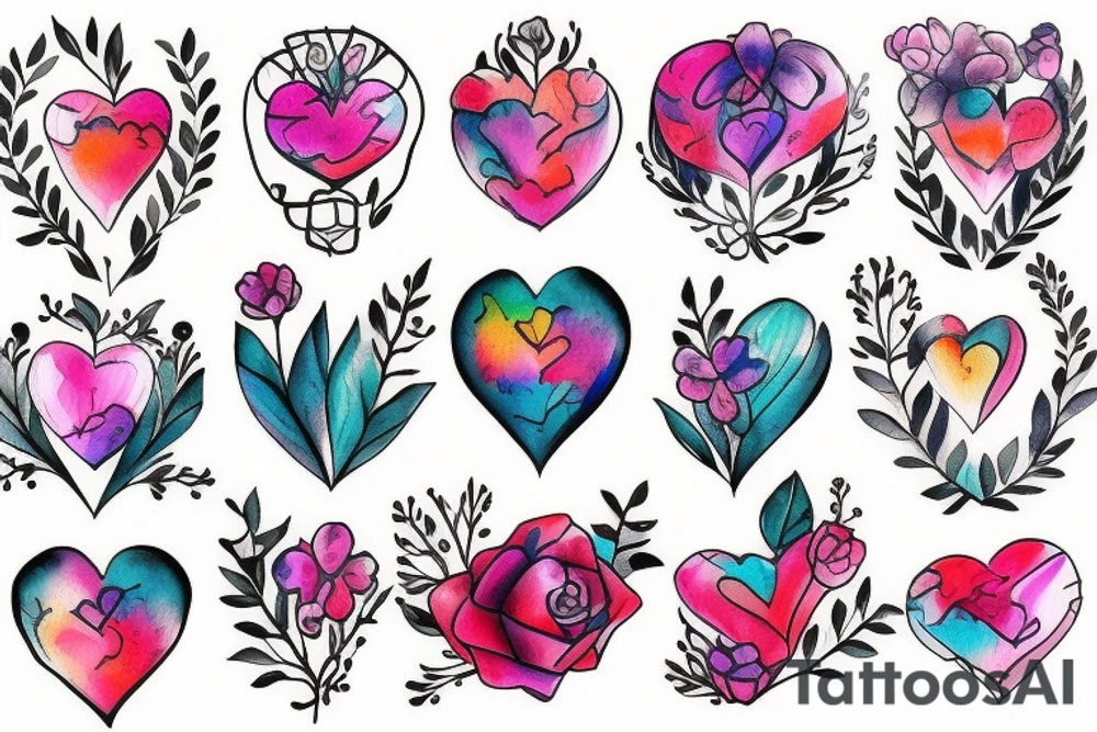 flower heart tattoo idea