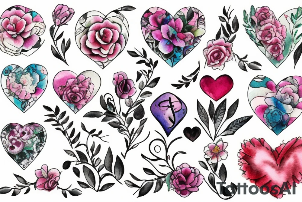flower heart tattoo idea