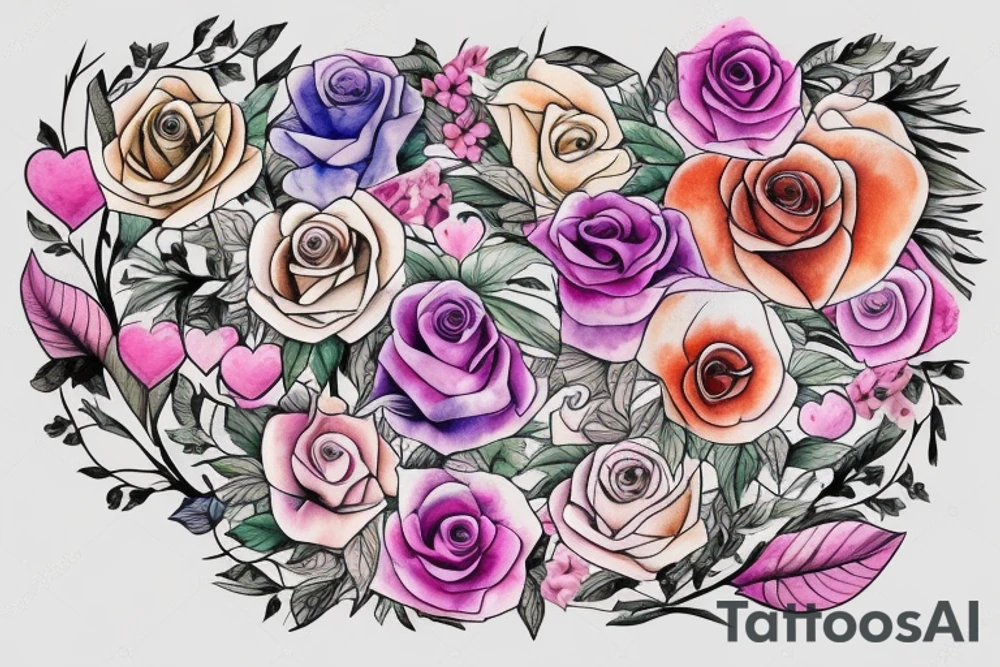 heart with flowers tattoo idea