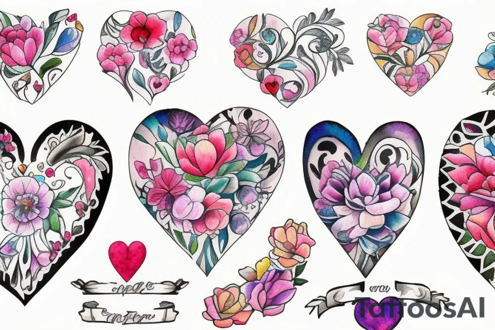 floral heart tattoo idea