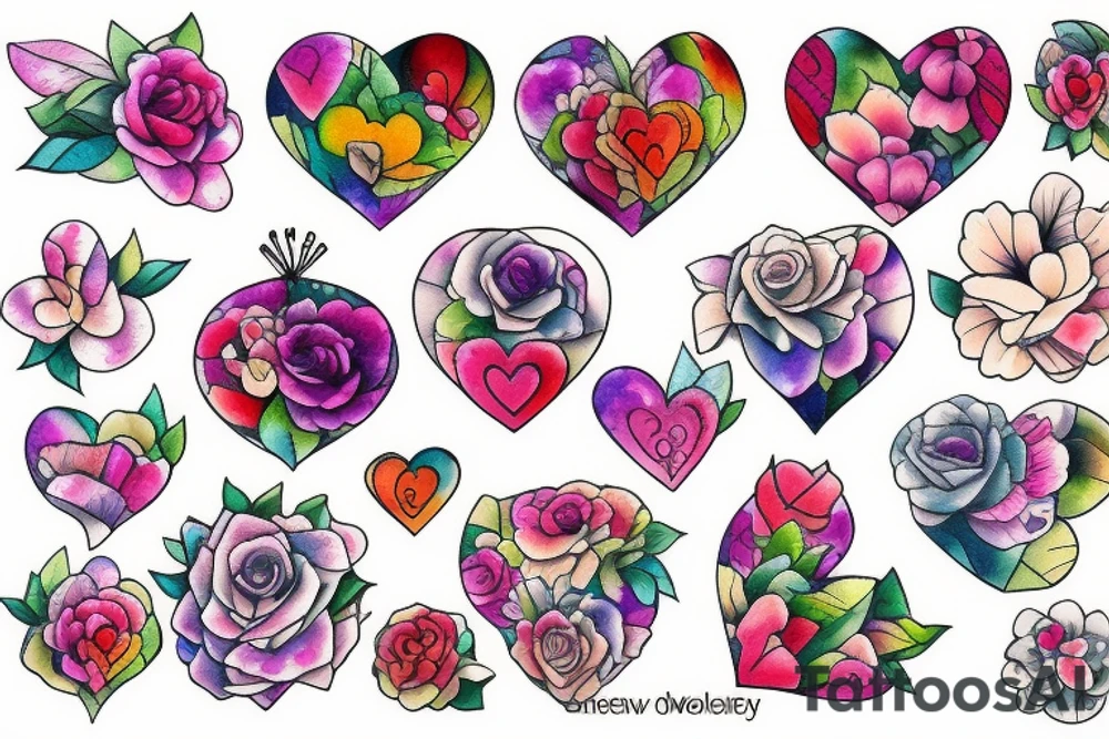 floral heart tattoo idea
