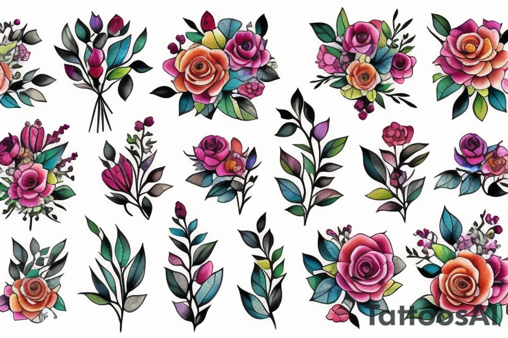 floral bouquet tattoo idea